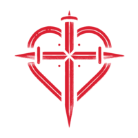 Cross and heart emblem