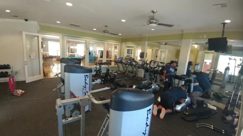 Completed gym installation with all equipment assembled and operational